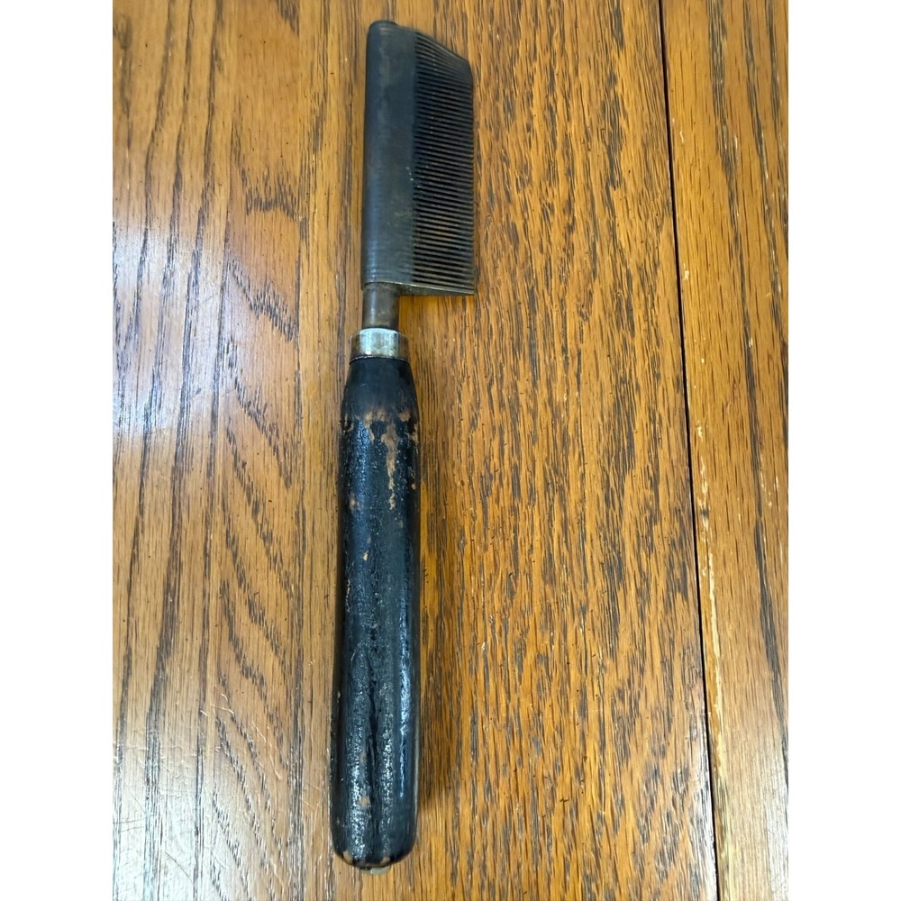 Vintage Brass Hot Comb Hair/Beard Straightener with Wooden Handle